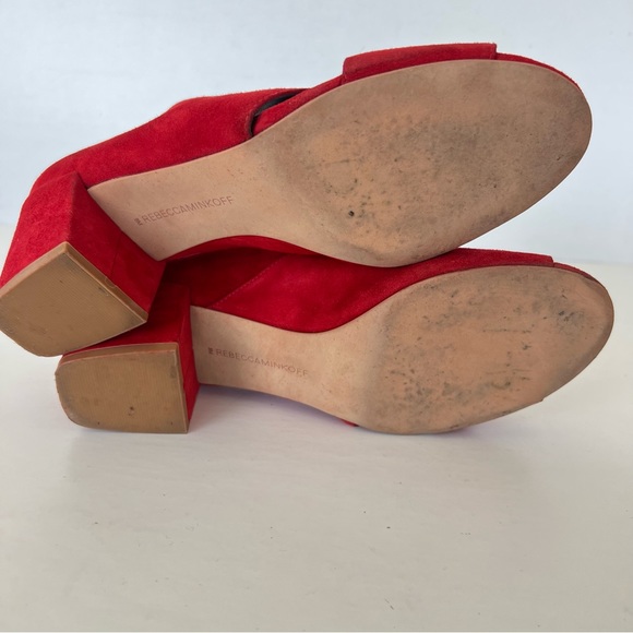 REBECCA MINKOFF Ingrid Red Suede Open Toe Slip On Heels Sandals Mules Sz 8 M - Picture 10 of 15